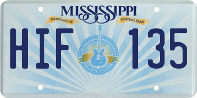 MS license plate HIF135