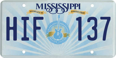 MS license plate HIF137