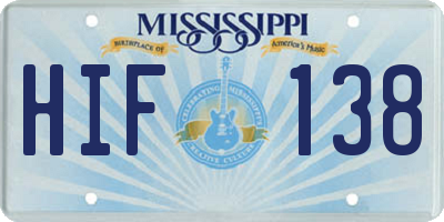 MS license plate HIF138