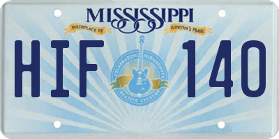 MS license plate HIF140