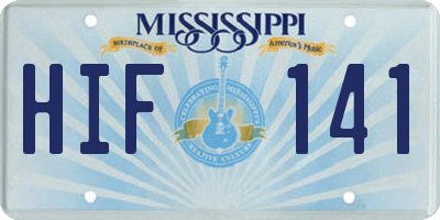 MS license plate HIF141