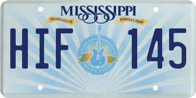 MS license plate HIF145