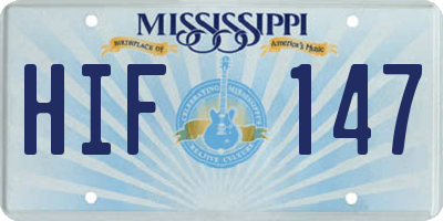 MS license plate HIF147