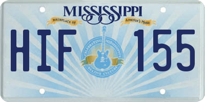 MS license plate HIF155