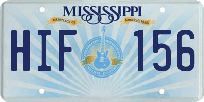 MS license plate HIF156