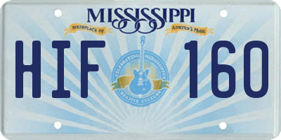 MS license plate HIF160