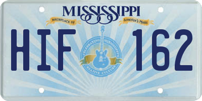 MS license plate HIF162