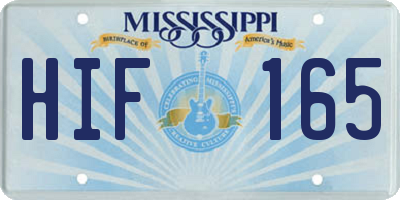 MS license plate HIF165