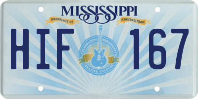 MS license plate HIF167