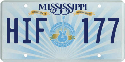 MS license plate HIF177