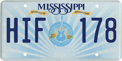 MS license plate HIF178