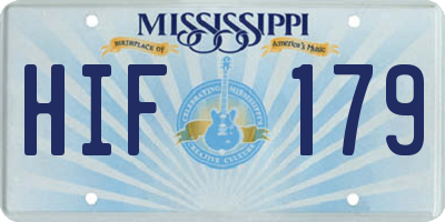MS license plate HIF179