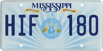 MS license plate HIF180
