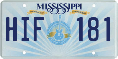 MS license plate HIF181