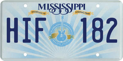 MS license plate HIF182