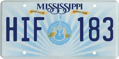 MS license plate HIF183