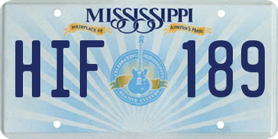 MS license plate HIF189