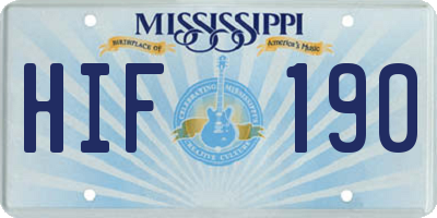 MS license plate HIF190