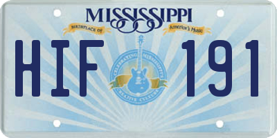 MS license plate HIF191