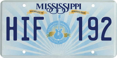 MS license plate HIF192