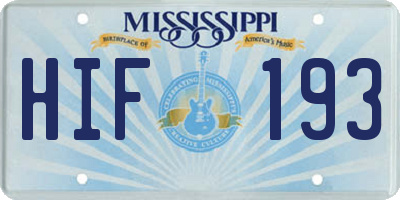 MS license plate HIF193