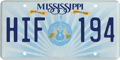 MS license plate HIF194