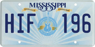 MS license plate HIF196