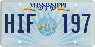 MS license plate HIF197