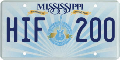 MS license plate HIF200
