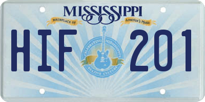 MS license plate HIF201