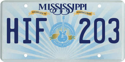 MS license plate HIF203