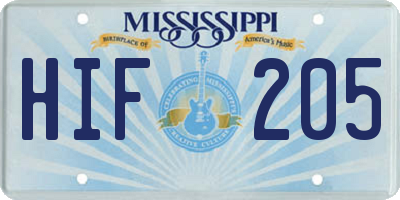 MS license plate HIF205