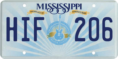 MS license plate HIF206