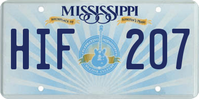 MS license plate HIF207