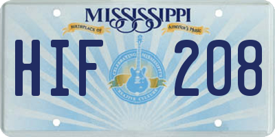 MS license plate HIF208
