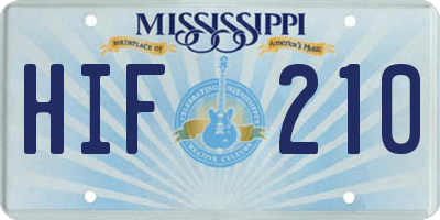 MS license plate HIF210