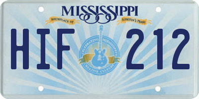 MS license plate HIF212