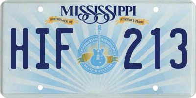 MS license plate HIF213