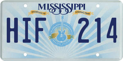 MS license plate HIF214