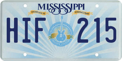 MS license plate HIF215