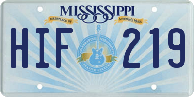 MS license plate HIF219