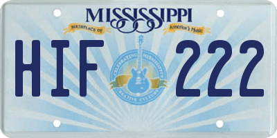 MS license plate HIF222