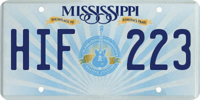 MS license plate HIF223