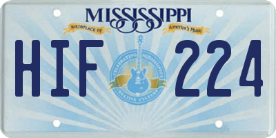 MS license plate HIF224