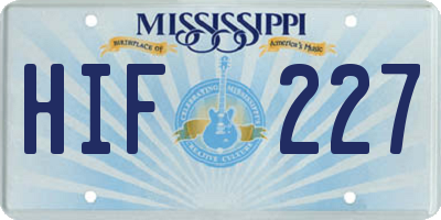 MS license plate HIF227