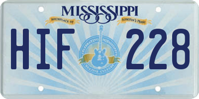 MS license plate HIF228
