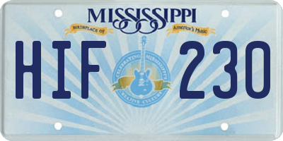 MS license plate HIF230