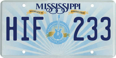MS license plate HIF233