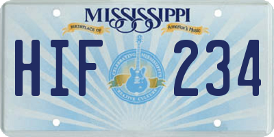 MS license plate HIF234