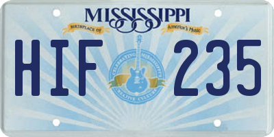 MS license plate HIF235